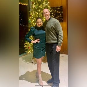 Gianni Bini satin long-sleeve, faux-wrap dress